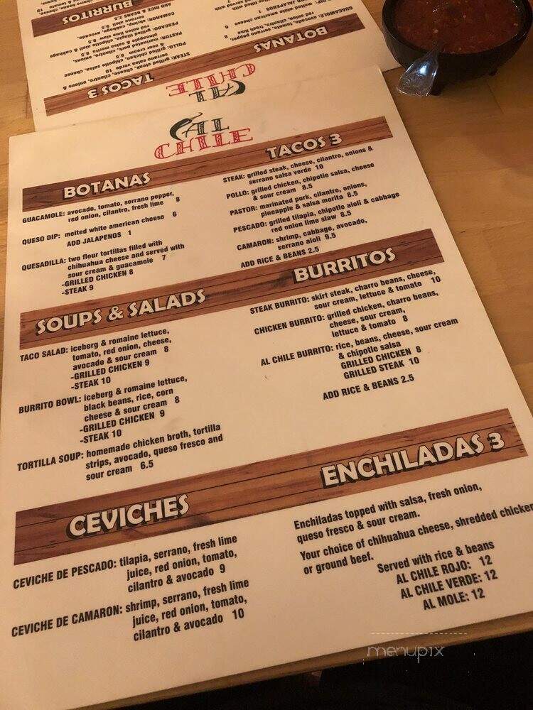 Al Chile Mexican Grill - Darien, IL menu_pic