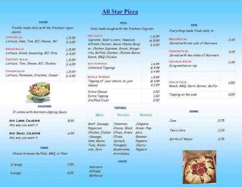 ALL Star Pizza - Oklahoma City, OK menu_pic