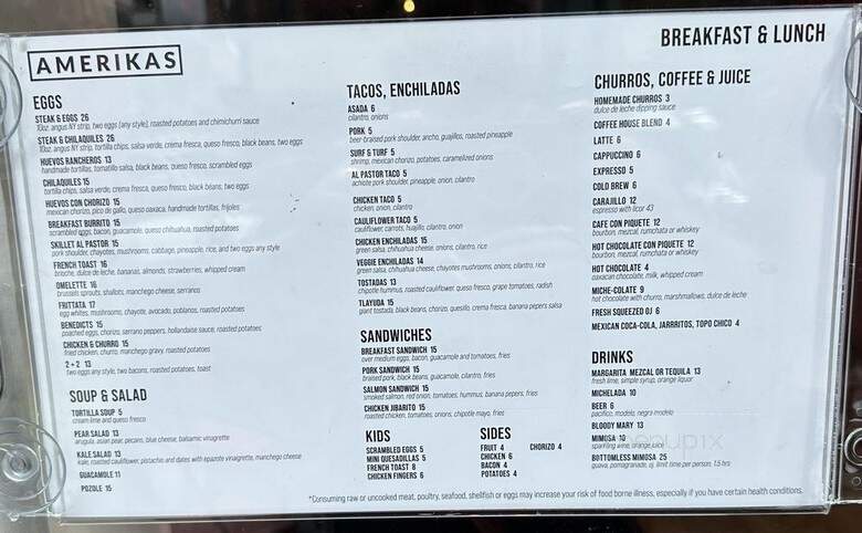 Amerikas - Oak Park, IL menu_pic