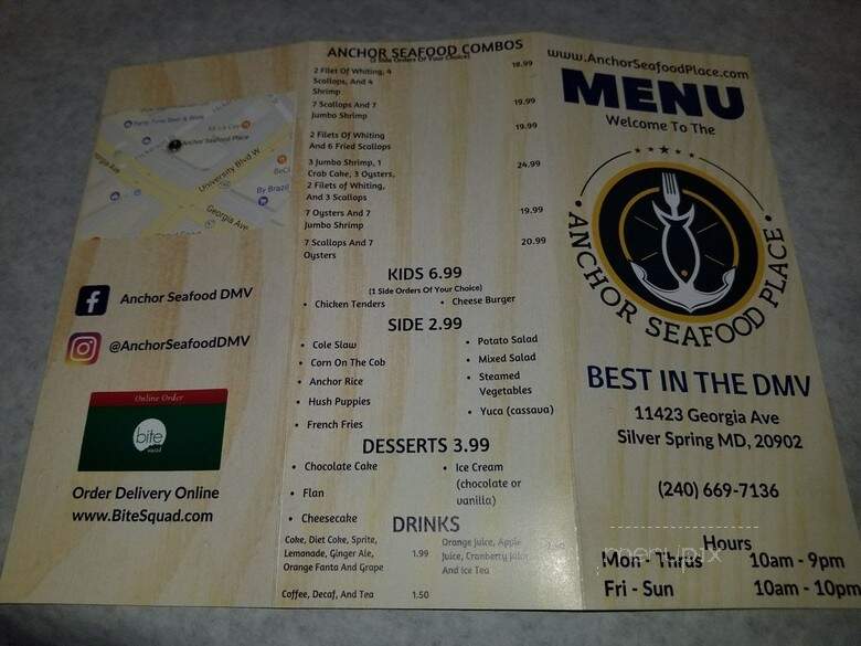 Anchor Seafood Place - Silver Spring, MD menu_pic