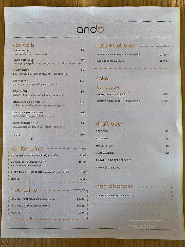 Ando Asian Kitchen & Bar - Grand Rapids, MI menu_pic