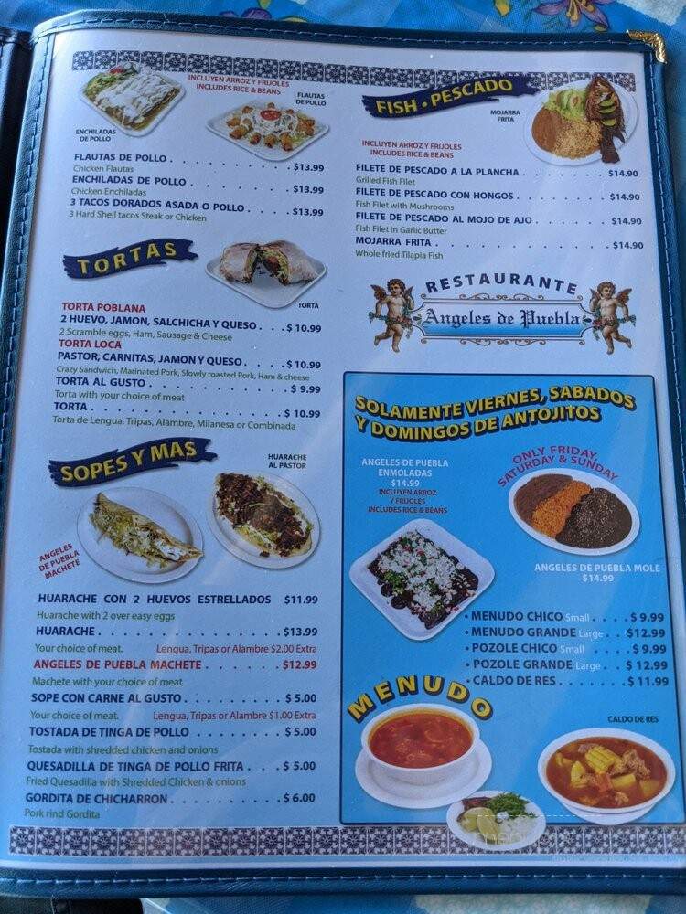 Angeles de Puebla - Santa Maria, CA menu_pic