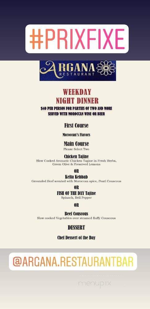 Argana Restaurant & Bar - Port Chester, NY menu_pic