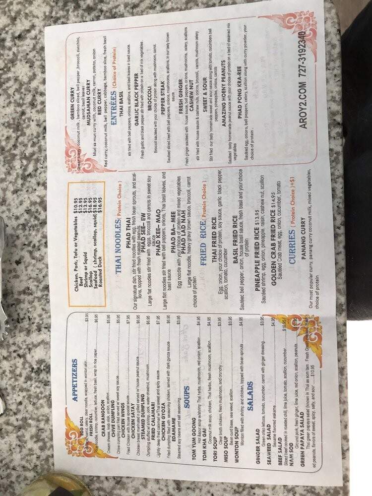 Aroy Thai and Sushi - Saint Petersburg, FL menu_pic