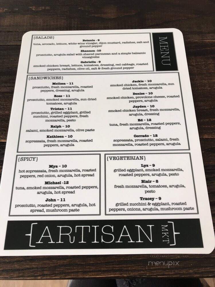 Artisan MKT - Pompano Beach, FL menu_pic
