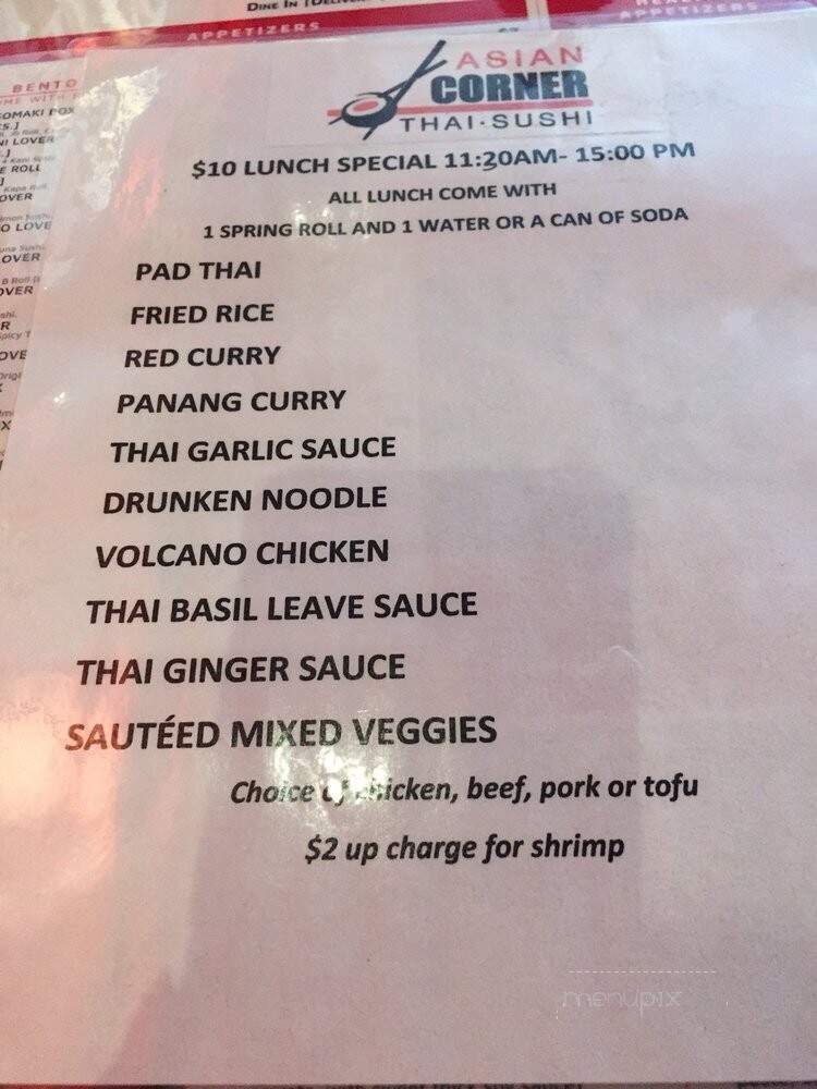 Asian Corner Thai Sushi - Fort Lauderdale, FL menu_pic