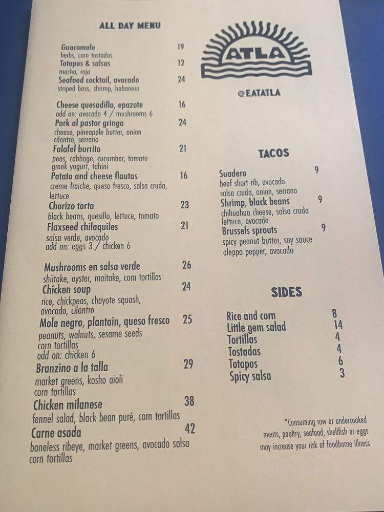 Atla - New York, NY menu_pic