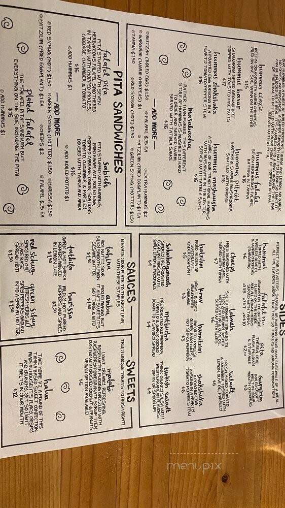 Aviv Hummus Bar - Seattle, WA menu_pic