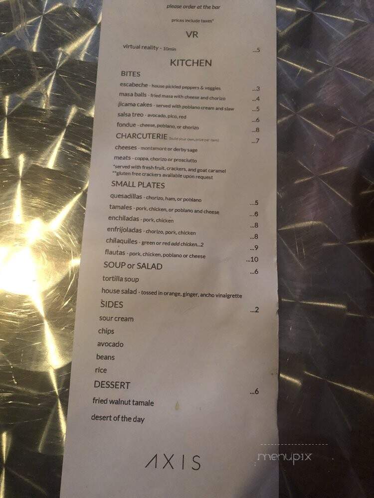 AXIS Lounge - Fayetteville, AR menu_pic