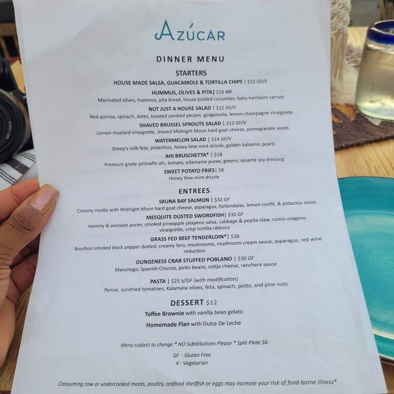 Azucar at La Serena Villas - Palm Springs, CA menu_pic