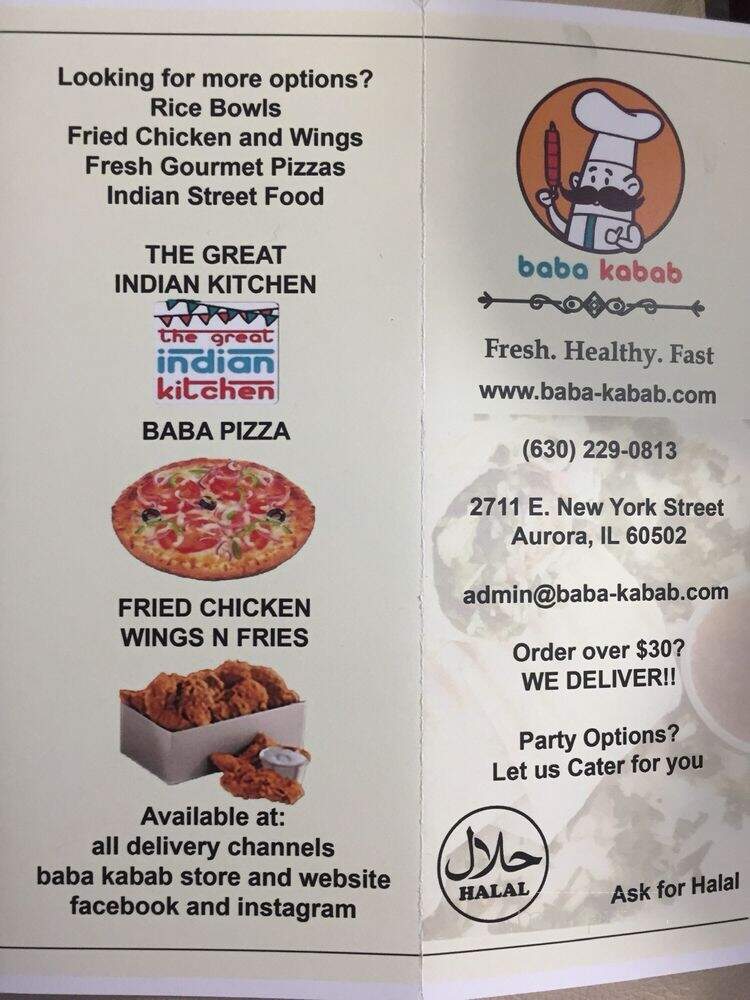 Baba Kabab - Aurora, IL menu_pic