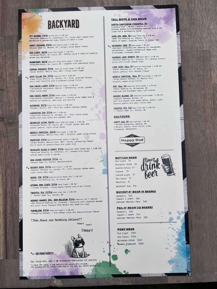 Backyard - Dallas, TX menu_pic