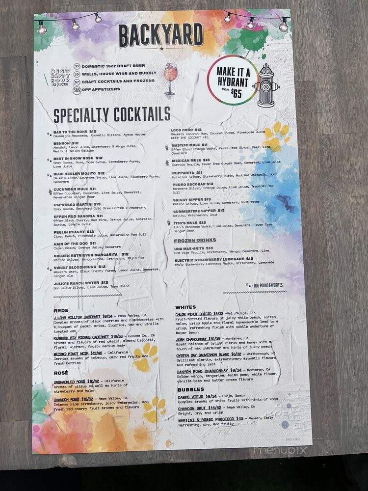 Backyard - Dallas, TX menu_pic