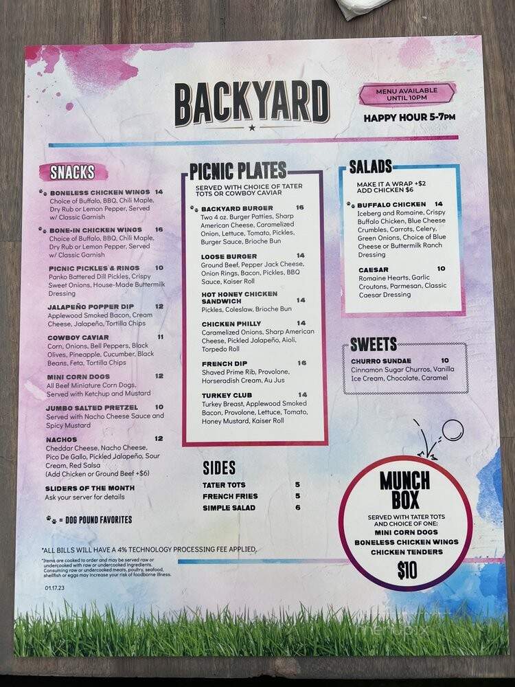 Backyard - Dallas, TX menu_pic