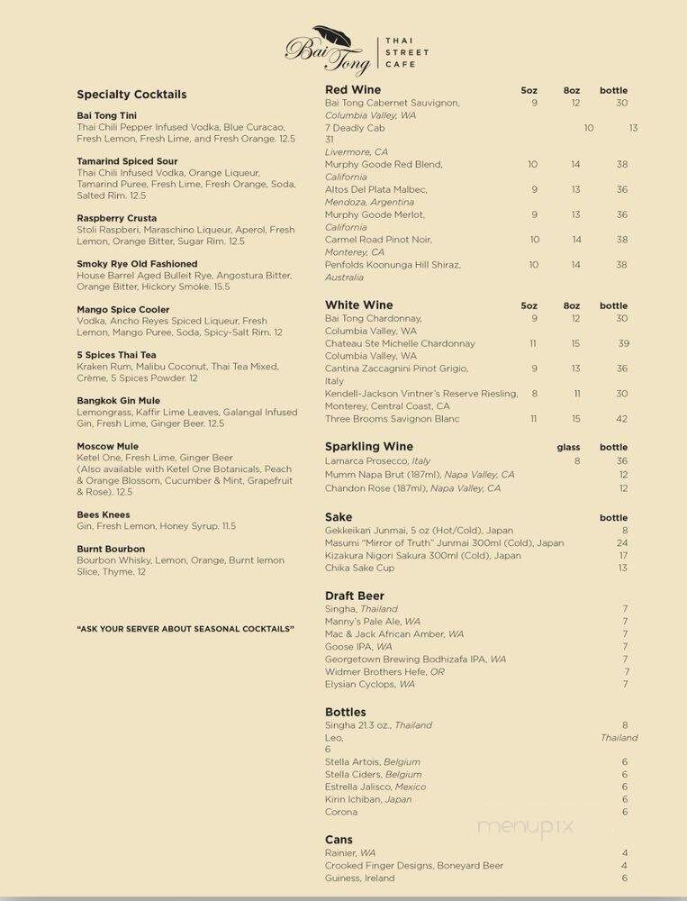 Bai Tong Thai Street Cafe - Seattle, WA menu_pic