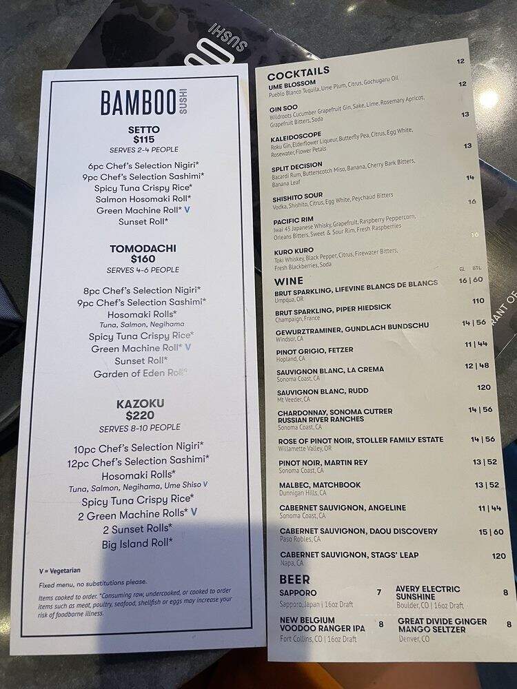 Bamboo Sushi - Denver, CO menu_pic