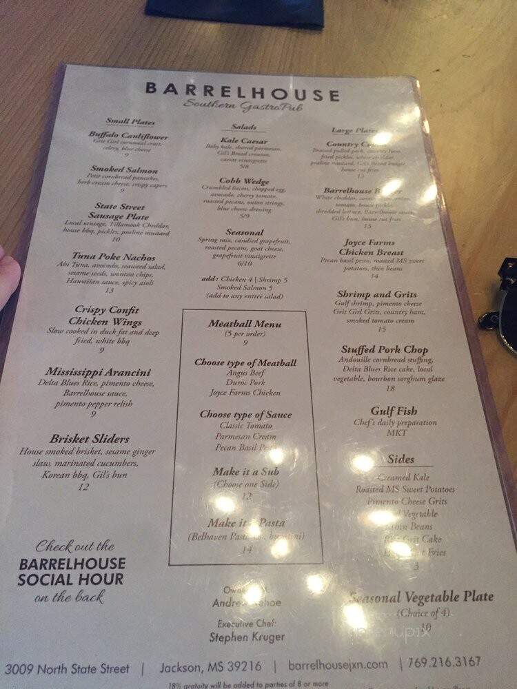 Barrel House - Jackson, MS menu_pic