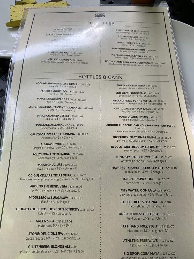 Barrel House Social - La Grange, IL menu_pic