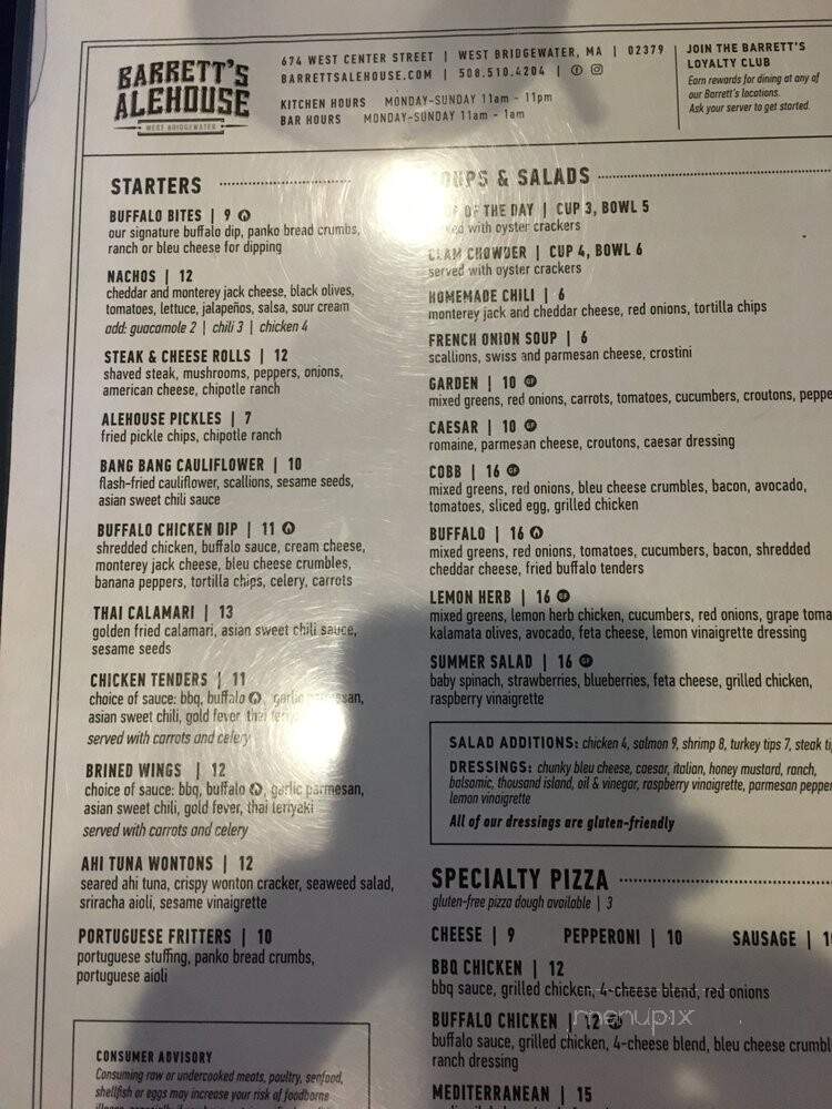 Barrett's Alehouse - West Bridgewater, MA menu_pic