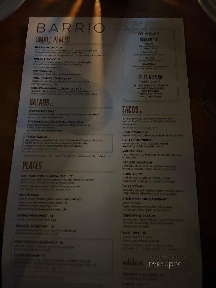 Barrio - Chicago, IL menu_pic