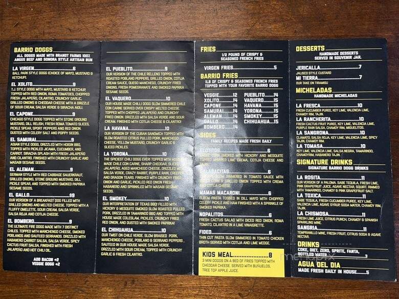 Barrio Dogg - San Diego, CA menu_pic