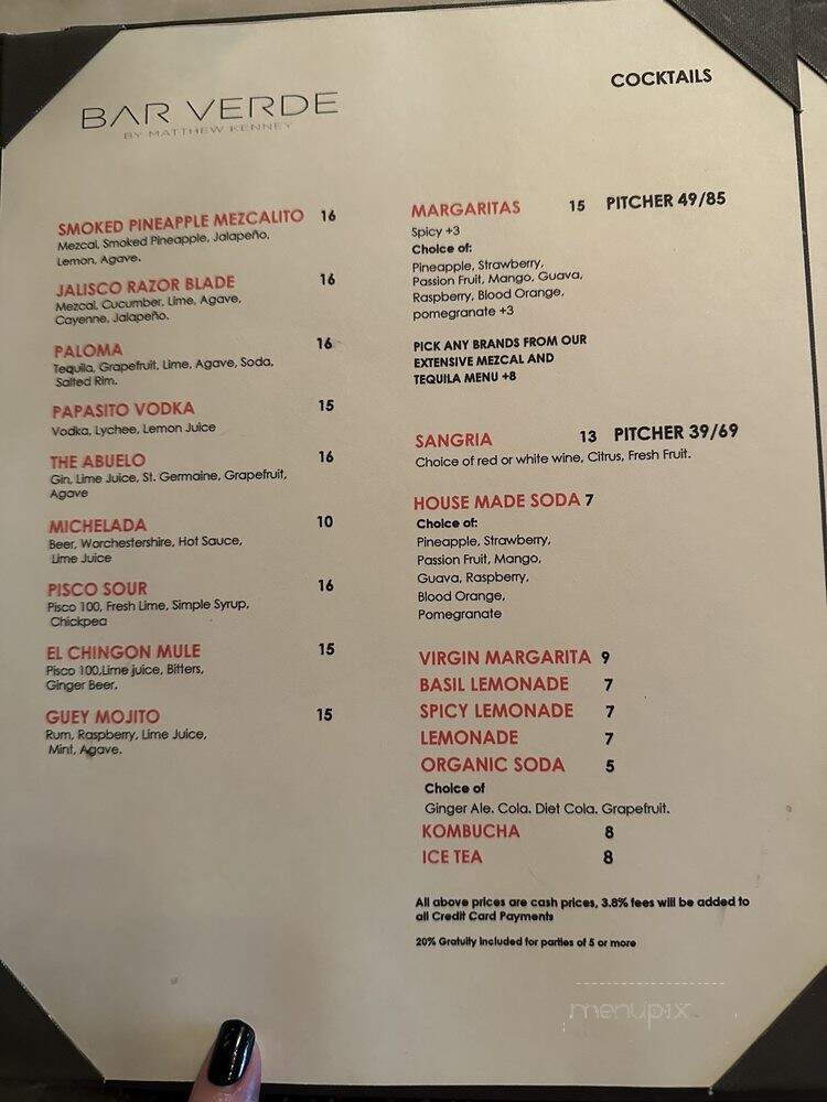 Bar Verde - New York, NY menu_pic