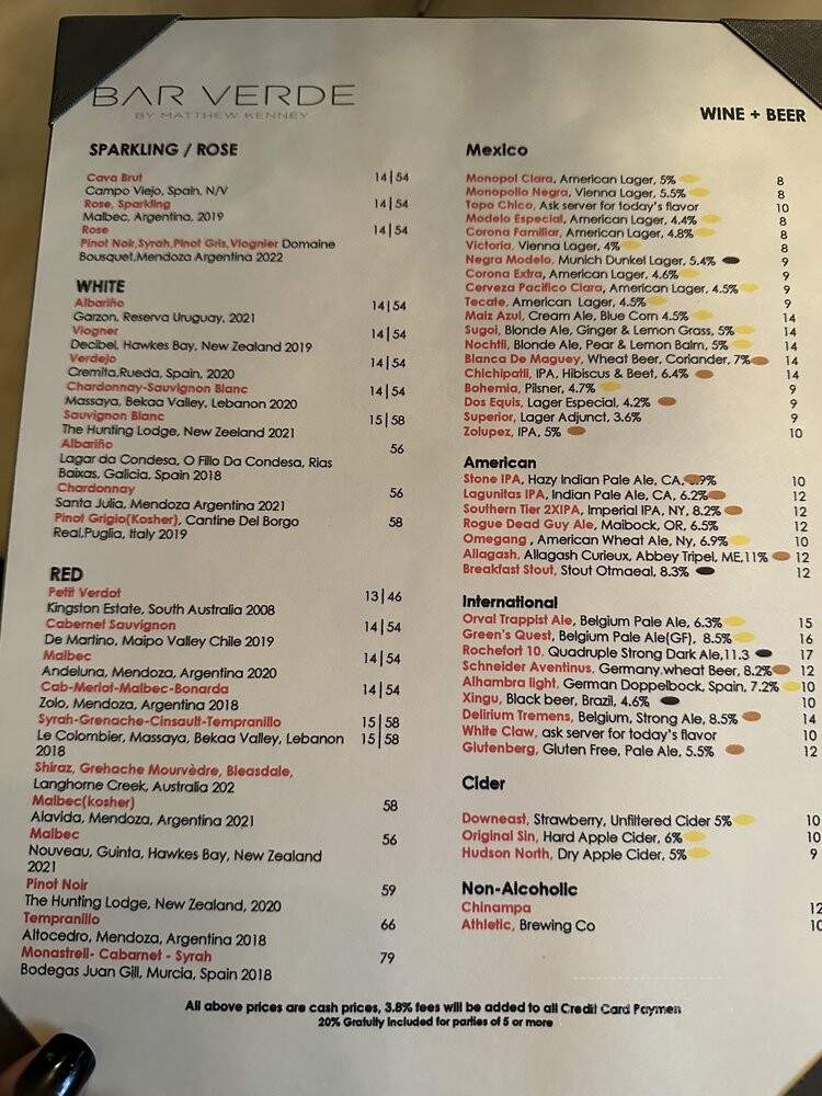 Bar Verde - New York, NY menu_pic