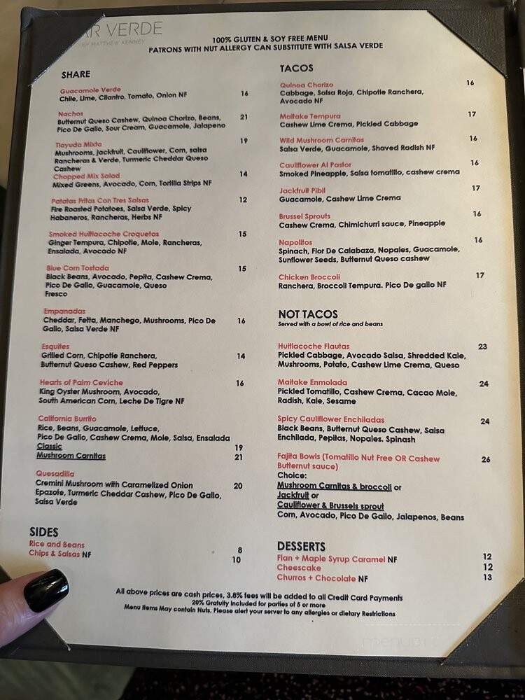 Bar Verde - New York, NY menu_pic