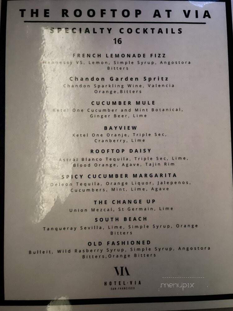 Bar Via - San Francisco, CA menu_pic