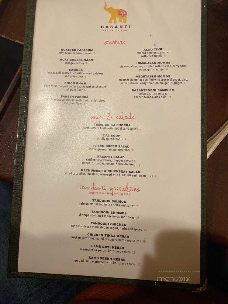 Basanti - San Juan Capistrano, CA menu_pic