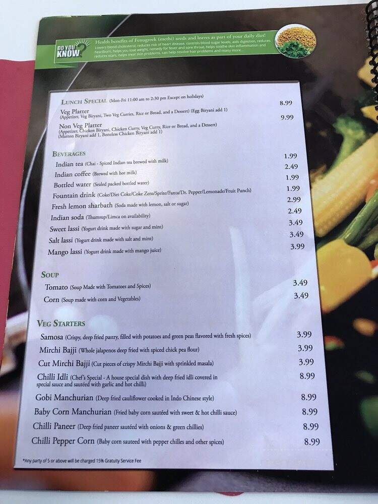 Bawarchi Biryanis - Louisville, CO menu_pic