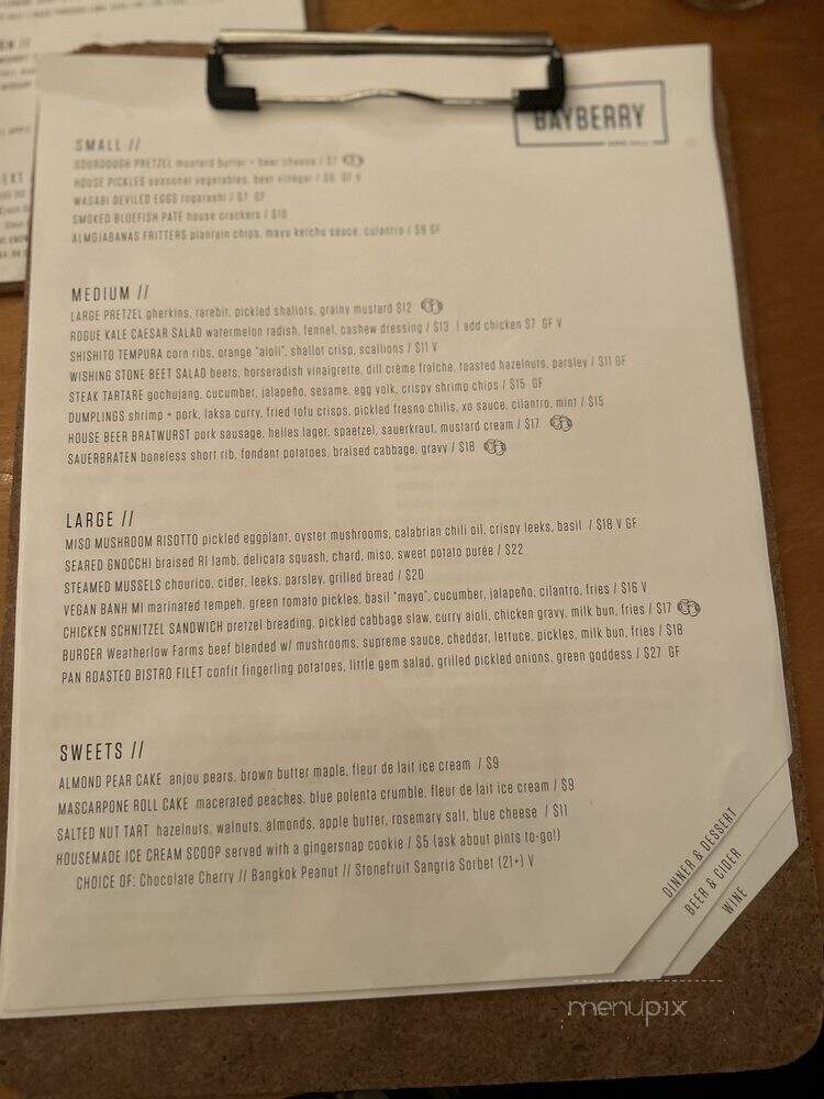 Bayberry Beer Hall - Providence, RI menu_pic
