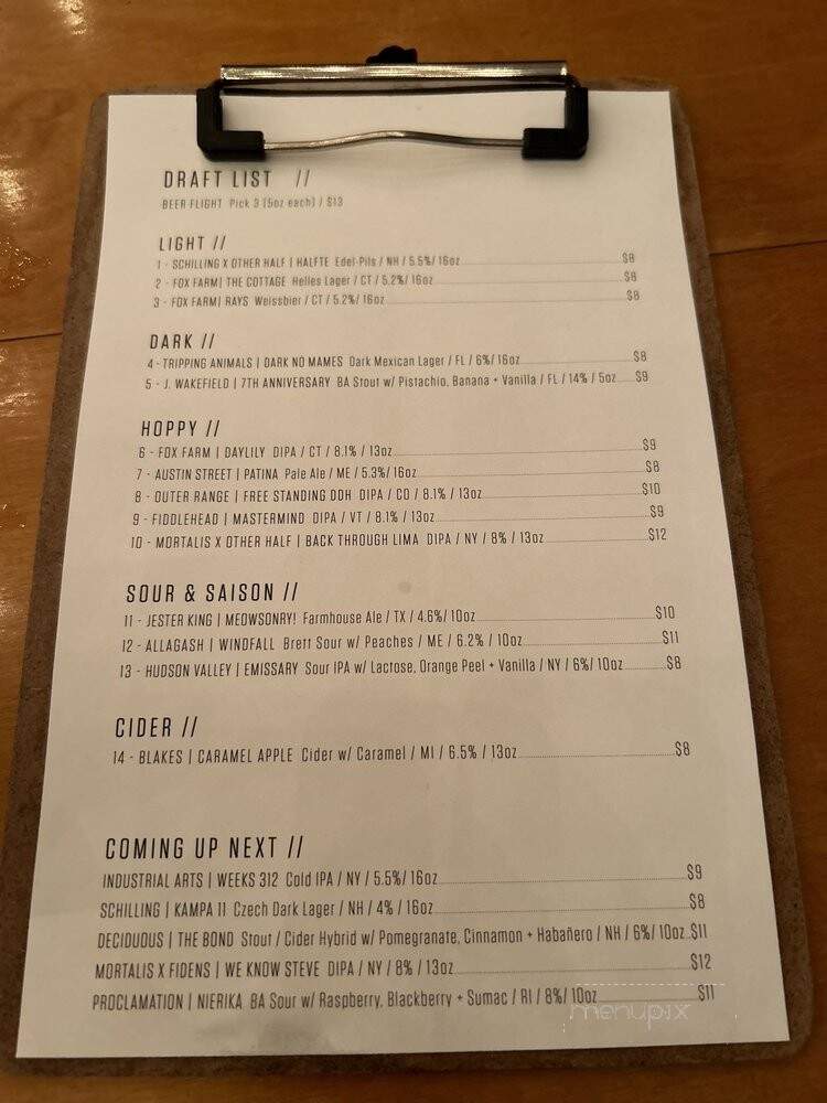 Bayberry Beer Hall - Providence, RI menu_pic