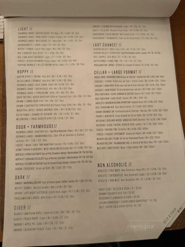 Bayberry Beer Hall - Providence, RI menu_pic
