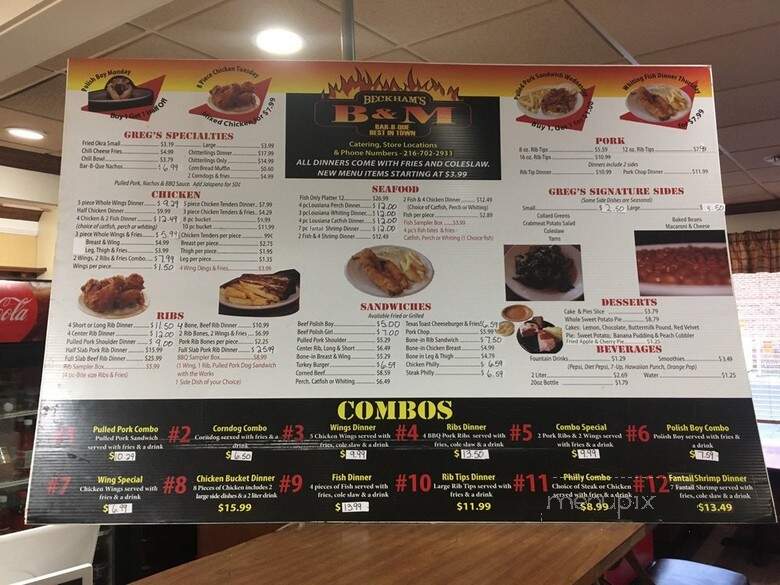 Beckham's B and M Bar B Que - North Randall, OH menu_pic