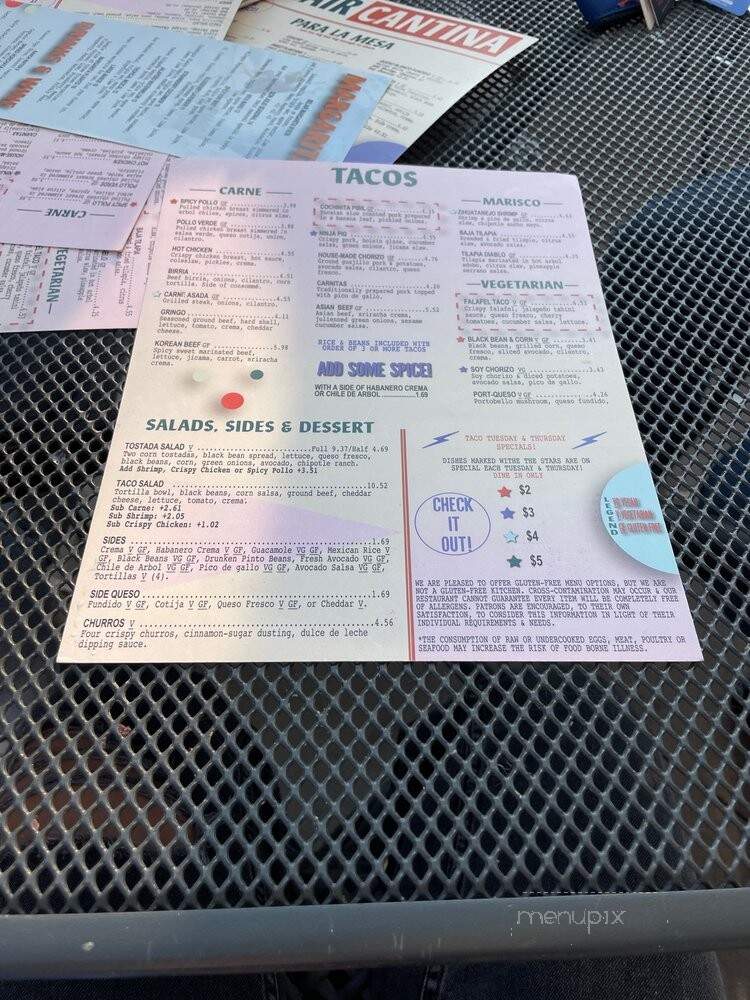 Belair Cantina - Madison, WI menu_pic