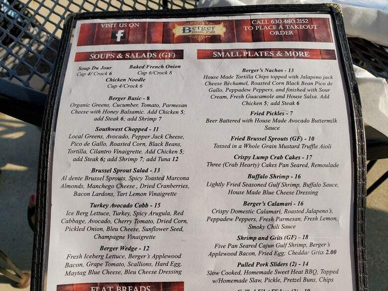 Berger Bros Pub at Union House - Winfield, IL menu_pic