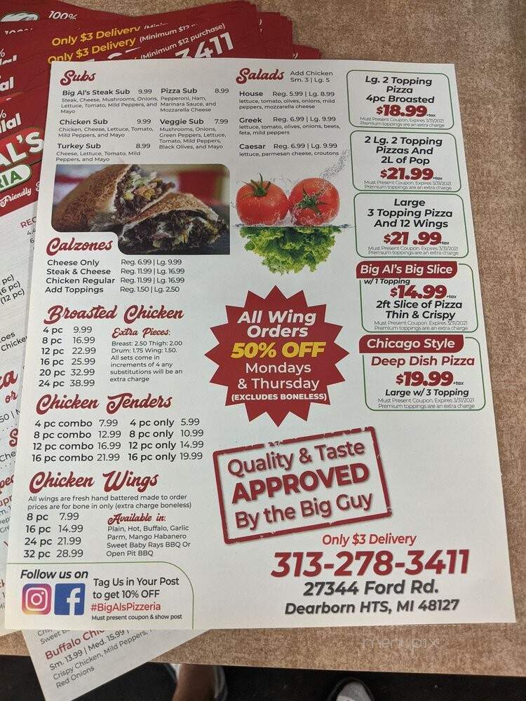 Big Al's Pizzeria - Dearborn Heights, MI menu_pic