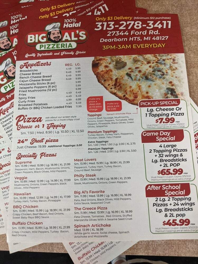 Big Al's Pizzeria - Dearborn Heights, MI menu_pic