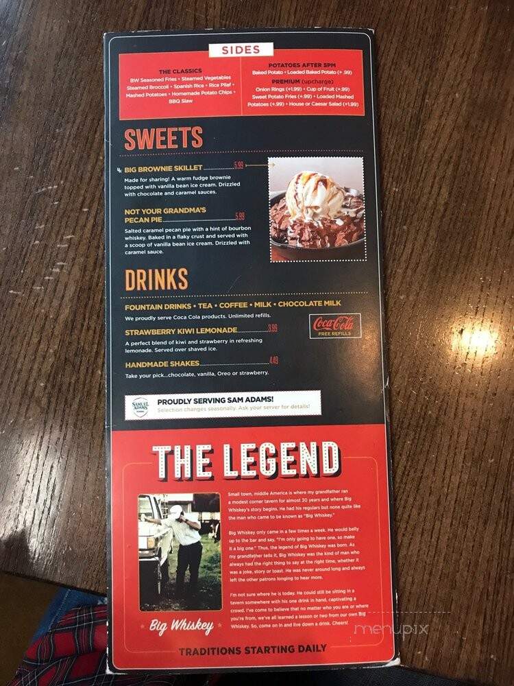 Big Whiskey's American Restaurant & Bar - Bentonville, AR menu_pic
