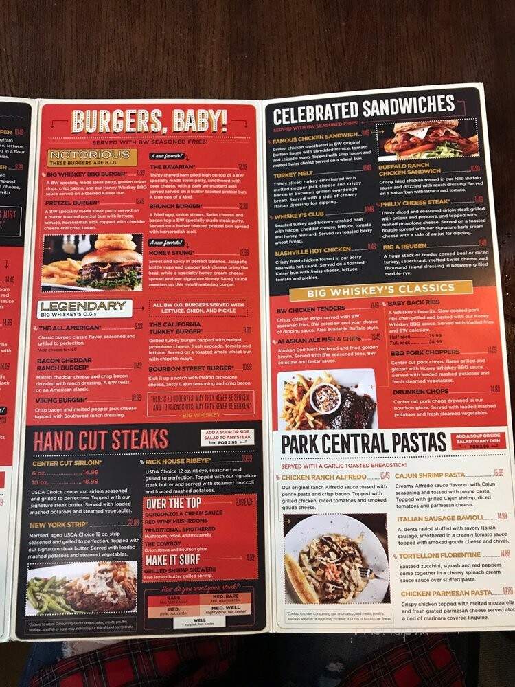 Big Whiskey's American Restaurant & Bar - Bentonville, AR menu_pic