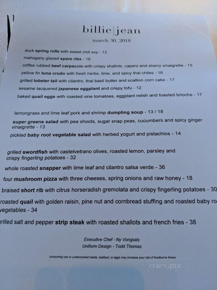 Billie Jean - Clayton, MO menu_pic