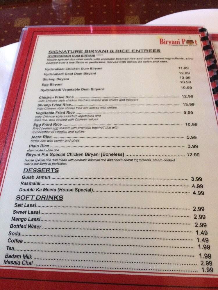 Biryani Pot - Framingham, MA menu_pic