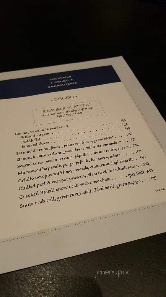 Bitter/Raw - Seattle, WA menu_pic