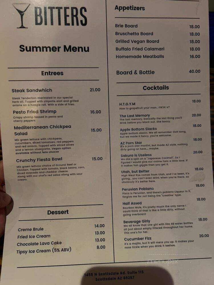 Bitters - Scottsdale, AZ menu_pic