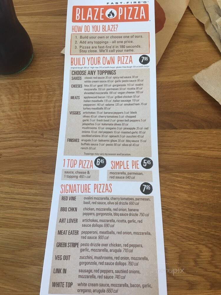 Blaze Fast-Fire'd Pizza - Albuquerque, NM menu_pic