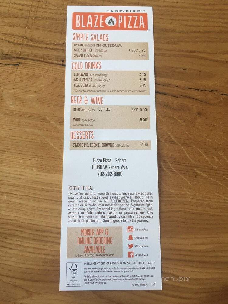 Blaze Fast-Fire'd Pizza - Las Vegas, NV menu_pic