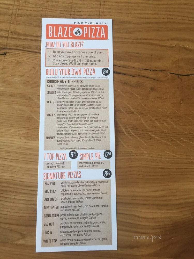 Blaze Fast-Fire'd Pizza - Las Vegas, NV menu_pic