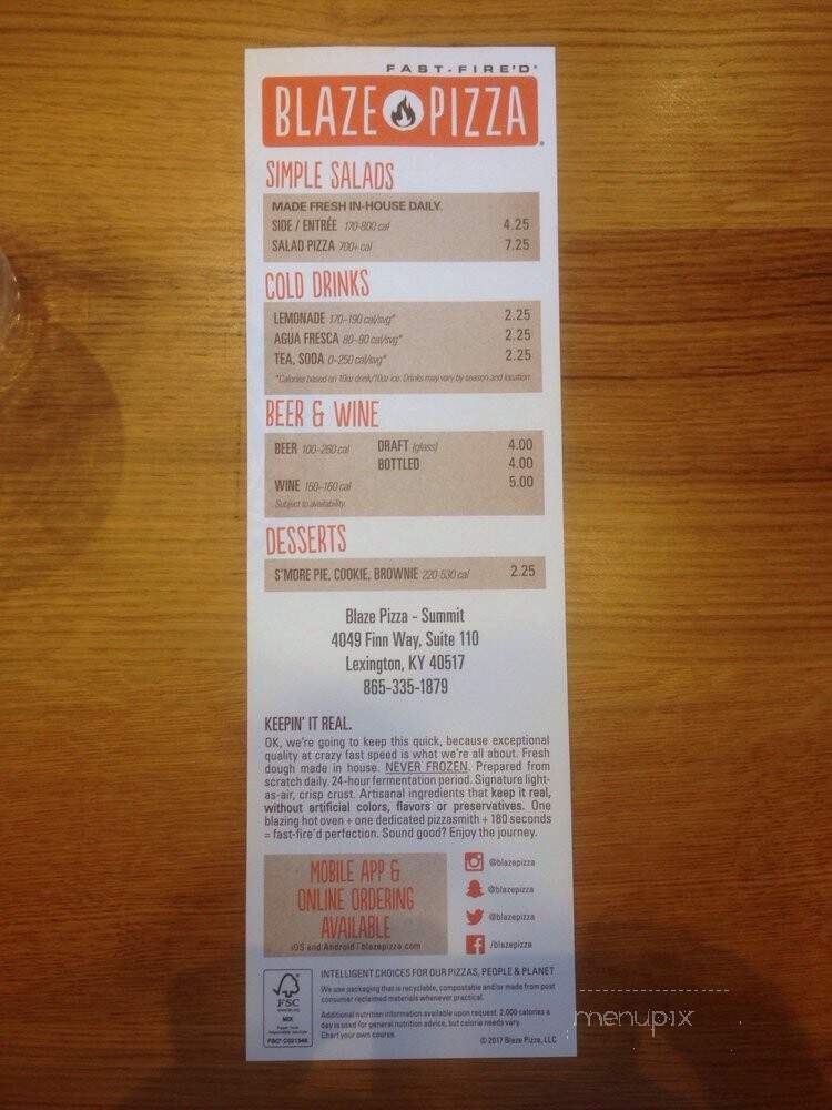 Blaze Fast-Fire'd Pizza - Lexington, KY menu_pic