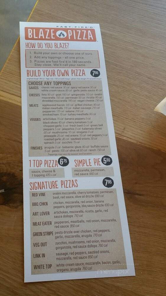 Blaze Fast-Fire'd Pizza - New Orleans, LA menu_pic